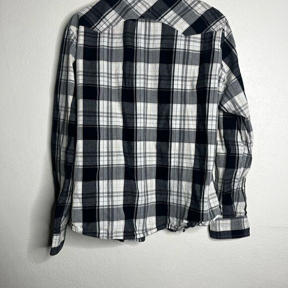 Levi’s long sleeve pearl snap men’s size medium gray black - Picture 2 of 7